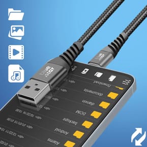 Blue Star Câble USB vers USB-C 3A Charge Synchronisation Nylon Tressé 1.2m Noir — image 3
