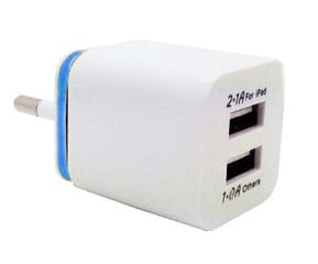 Adaptateur secteur Double USB ( 1x USB 5V 2.1A pour iPad - 1x USB 1.0A pour smartphones et tablettes)