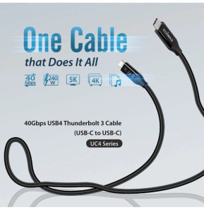 Edimax Câble USB4 / Thunderbolt 3 USB-C vers USB-C 40Gbps 0.5m Noir