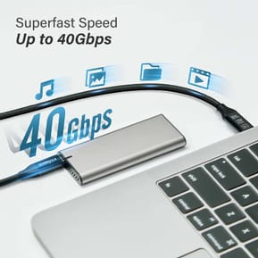 Edimax Câble USB4 / Thunderbolt 3 USB-C vers USB-C 40Gbps 0.5m Noir — image 5