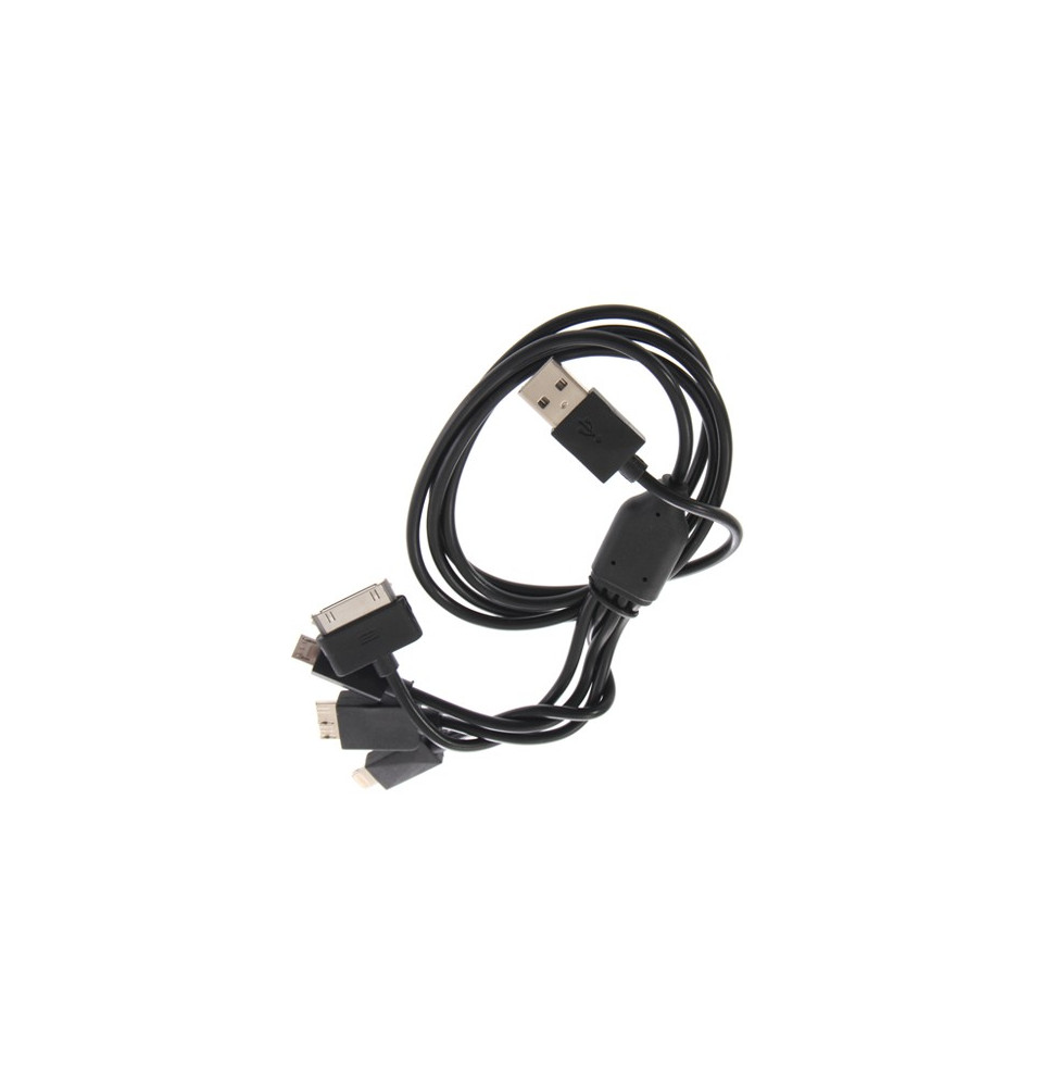 Câble USB 5-en-1 pour iPad, iPod et iPhone + Smartphones Mini et Micro USB + Galaxy Tab 30-pin