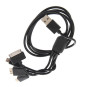 Câble USB 5-en-1 pour iPad, iPod et iPhone + Smartphones Mini et Micro USB + Galaxy Tab 30-pin