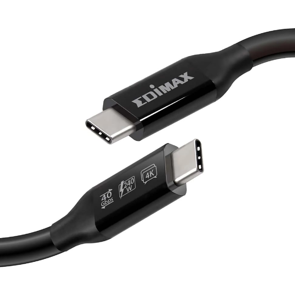Edimax Câble USB4 / Thunderbolt 3 USB-C vers USB-C 40Gbps 1m Noir — image 3
