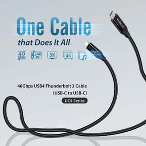 Edimax Câble USB4 / Thunderbolt 3 USB-C vers USB-C 40Gbps 1m Noir — image 4