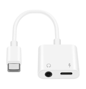 Enkay Adaptateur USB-C vers Audio Jack 3.5mm + Charge USB-C Design Compact Blanc
