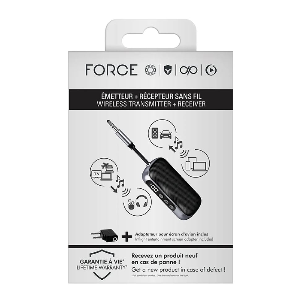 FORCE PLAY Adaptateur Audio Bluetooth 2-en-1 Emetteur et Récepteur Jack 3.5mm Noir — image 5