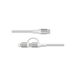 Force Power Câble 2 en 1 USB-C/Lightning MFi vers USB-C 3A PD 60W Renforcé 1,2m Blanc