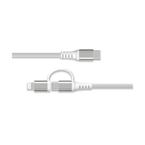 Force Power Câble 2 en 1 USB-C/Lightning MFi vers USB-C 3A PD 60W Renforcé 1,2m Blanc