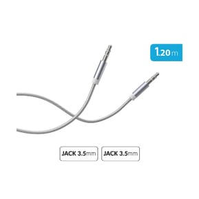 Force Power Câble Audio Jack 3.5mm vers Jack 3.5mm en Nylon Tissé Renforcé 1,2m Blanc — image 2