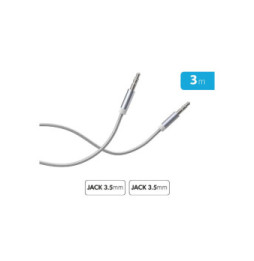 Force Power Câble Audio Jack 3.5mm vers Jack 3.5mm en Nylon Tissé Renforcé 3m Blanc