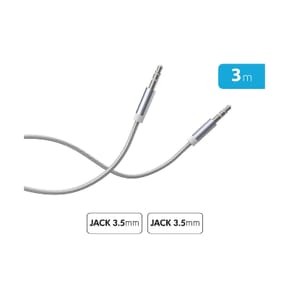 Force Power Câble Audio Jack 3.5mm vers Jack 3.5mm en Nylon Tissé Renforcé 3m Blanc — image 2