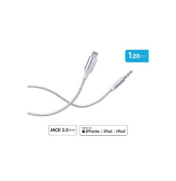 Force Power Câble Audio Lightning vers Jack 3.5mm en Nylon Tissé Renforcé 1,2m Blanc