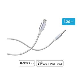 Force Power Câble Audio Lightning vers Jack 3.5mm en Nylon Tissé Renforcé 1,2m Blanc — image 2