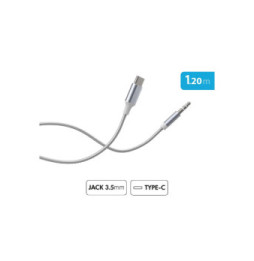 Force Power Câble Audio USB-C vers Jack 3.5mm en Nylon Tissé Renforcé 1,2m Blanc