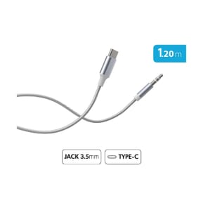 Force Power Câble Audio USB-C vers Jack 3.5mm en Nylon Tissé Renforcé 1,2m Blanc — image 2