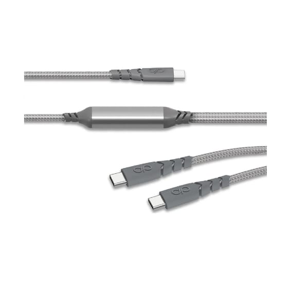 Force Power Câble Duo USB-C vers USB-C 100W 5A Ultra-Renforcé Charge et Synchronisation 2m Gris
