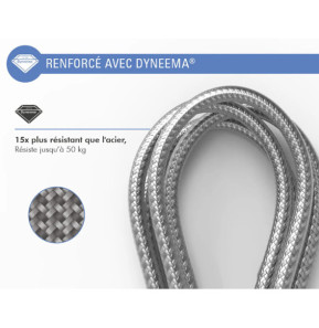 Force Power Câble Lightning MFi vers USB-C 3A Ultra-Renforcé Charge et Synchronisation 1,2m Gris