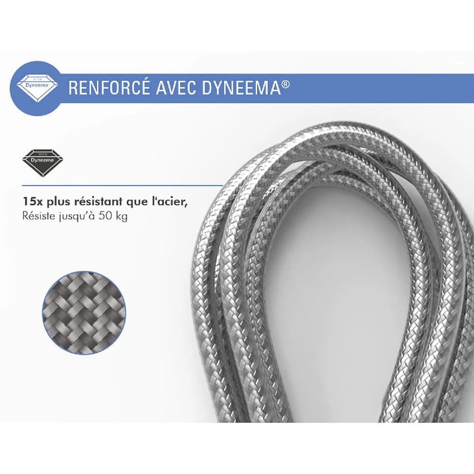 Force Power Câble Lightning MFi vers USB-C 3A Ultra-Renforcé Charge et Synchronisation 2m Gris — image 3