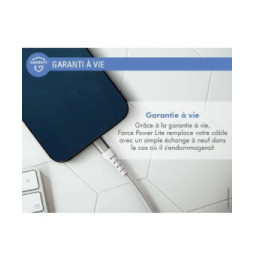Force Power Câble Renforcé USB C / USB C 3A 60W Résistant à 12 000 Flexions 1.2m Blanc