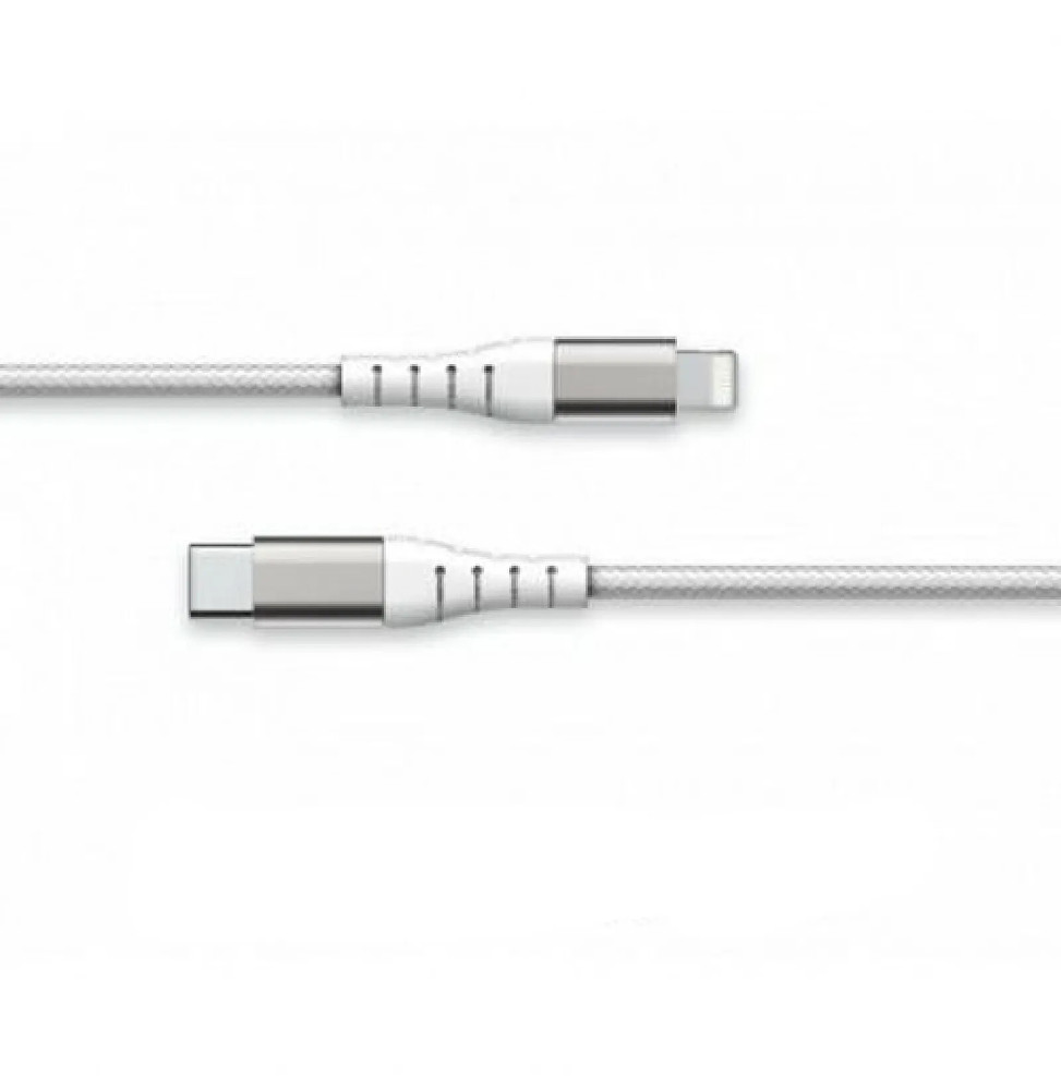 Force Power Câble Renforcé USB C/Lightning 2m 3A Blanc