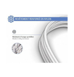 Force Power Câble Renforcé USB C/Lightning 2m 3A Blanc