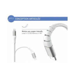 Force Power Câble Renforcé USB C/Lightning 2m 3A Blanc