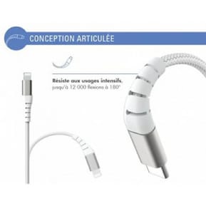Force Power Câble Renforcé USB C/Lightning 2m 3A Blanc — image 4