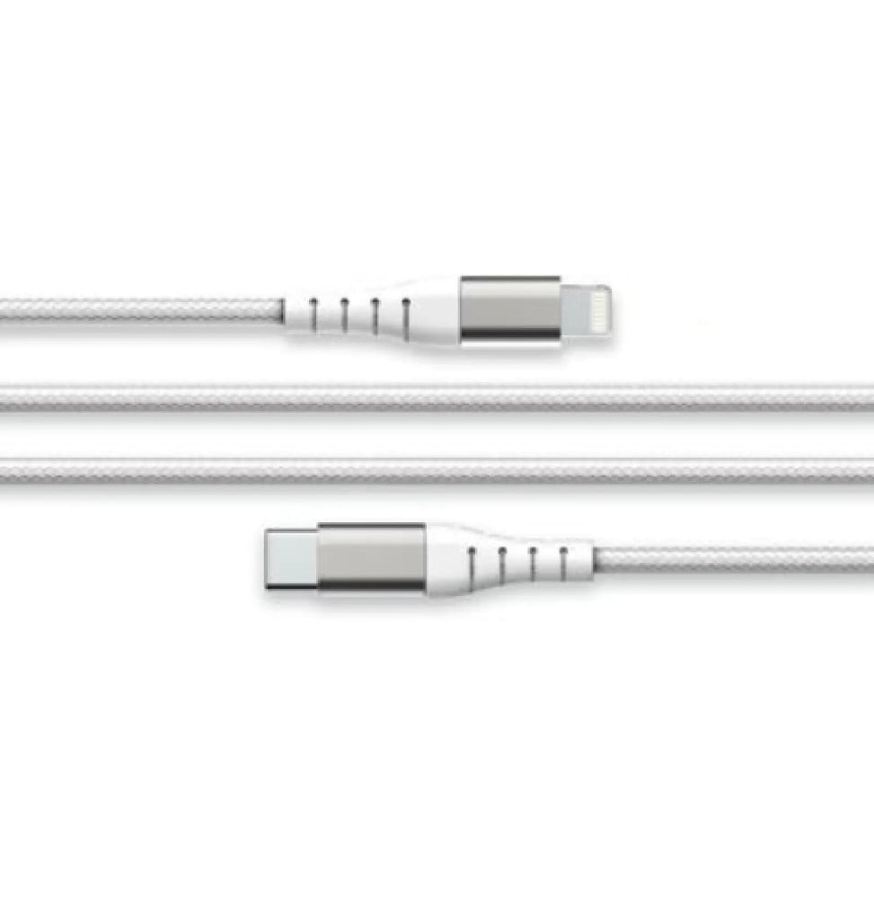 Force Power Câble Renforcé USB C/Lightning 3m - 3A Blanc
