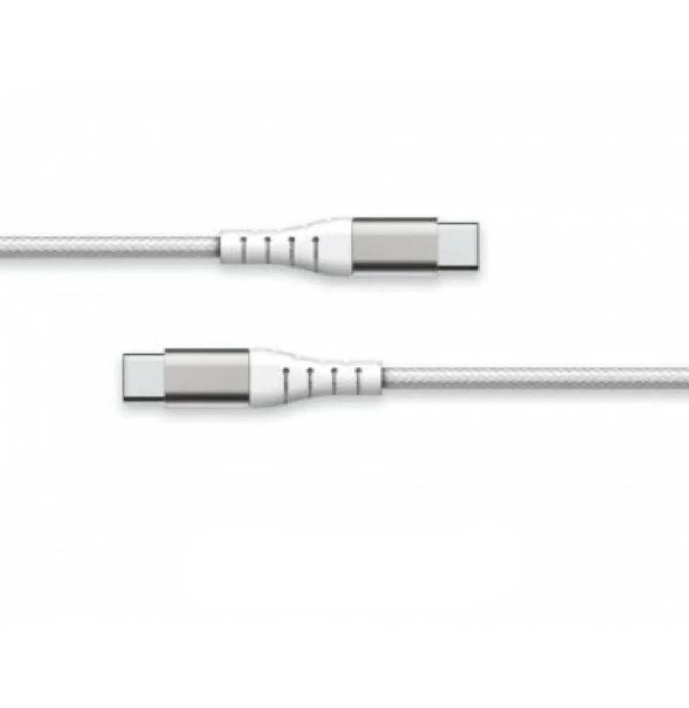 Force Power Câble Renforcé USB C/USB C 2m - 3A Blanc