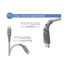 Force Power Câble Ultra-renforcé USB A/USB C 3m - 3A Gris