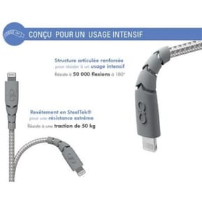Force Power Câble Ultra-renforcé USB C/Lightning 3m - 3A Gris — image 3