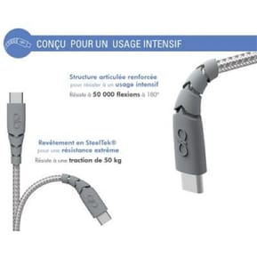 Force Power Câble Ultra-renforcé USB C/USB C 3m - 3A Gris — image 3