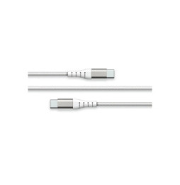 Force Power Câble USB-C vers USB-C 3A Renforcé Réversible Charge et Synchronisation 2m Blanc