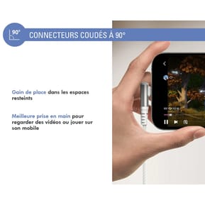 Force Power Câble USB-C vers USB-C 60W 3A Coudé Renforcé Charge et Synchronisation 2m Blanc — image 3