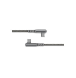 Force Power Câble USB-C vers USB-C 60W 3A Coudé Ultra-Renforcé Charge et Synchronisation 2m Gris