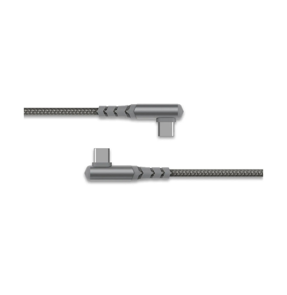 Force Power Câble USB-C vers USB-C 60W 3A Coudé Ultra-Renforcé Charge et Synchronisation 2m Gris