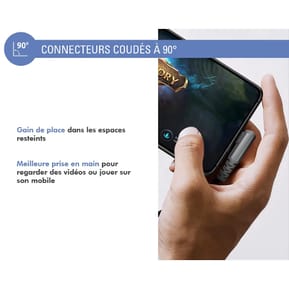 Force Power Câble USB-C vers USB-C 60W 3A Coudé Ultra-Renforcé Charge et Synchronisation 2m Gris — image 3