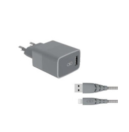 Force Power Chargeur maison 2.4A FastCharge + Câble Ultra-renforcé USB A/Lightning Gris