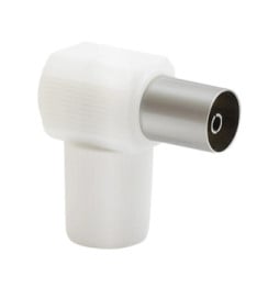 Force Power Fiche TV Coaxial 9.52mm Coudée Femelle Antiparasitage Blanc