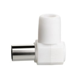 Force Power Fiche TV Coaxial 9.52mm Coudée Femelle Antiparasitage Blanc