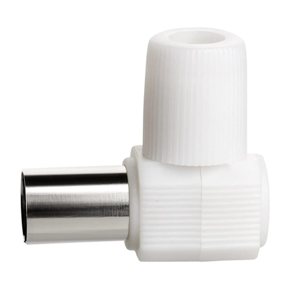 Force Power Fiche TV Coaxial 9.52mm Coudée Femelle Antiparasitage Blanc — image 2