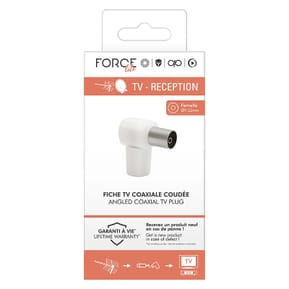 Force Power Fiche TV Coaxial 9.52mm Coudée Femelle Antiparasitage Blanc — image 3