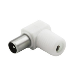 Force Power Fiche TV Coaxial 9.52mm Coudée Mâle Antiparasitage Blanc