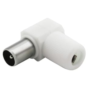 Force Power Fiche TV Coaxial 9.52mm Coudée Mâle Antiparasitage Blanc