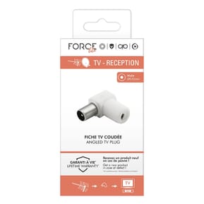 Force Power Fiche TV Coaxial 9.52mm Coudée Mâle Antiparasitage Blanc — image 3