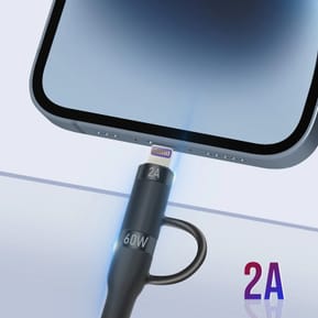 Forever Câble USB-C 60W vers USB-C et iPhone Lightning Nylon Tressé 1m Noir — image 4