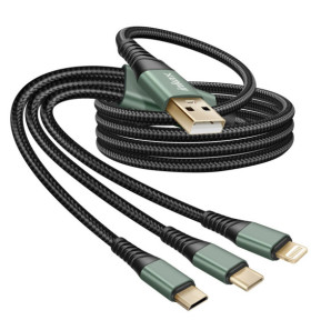 Inkax Câble USB 3 en 1 vers USB-C / Micro-USB /...