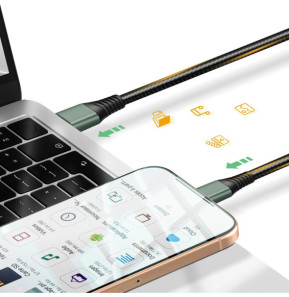 Inkax Câble USB 3 en 1 vers USB-C / Micro-USB / Lightning Tressé 1.2m Noir
