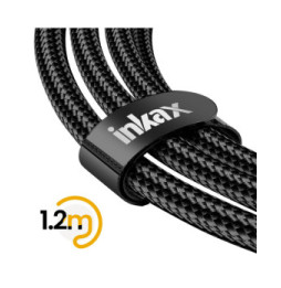 Inkax Câble USB 3 en 1 vers USB-C / Micro-USB / Lightning Tressé 1.2m Noir