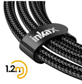 Inkax Câble USB 3 en 1 vers USB-C / Micro-USB / Lightning Tressé 1.2m Noir
